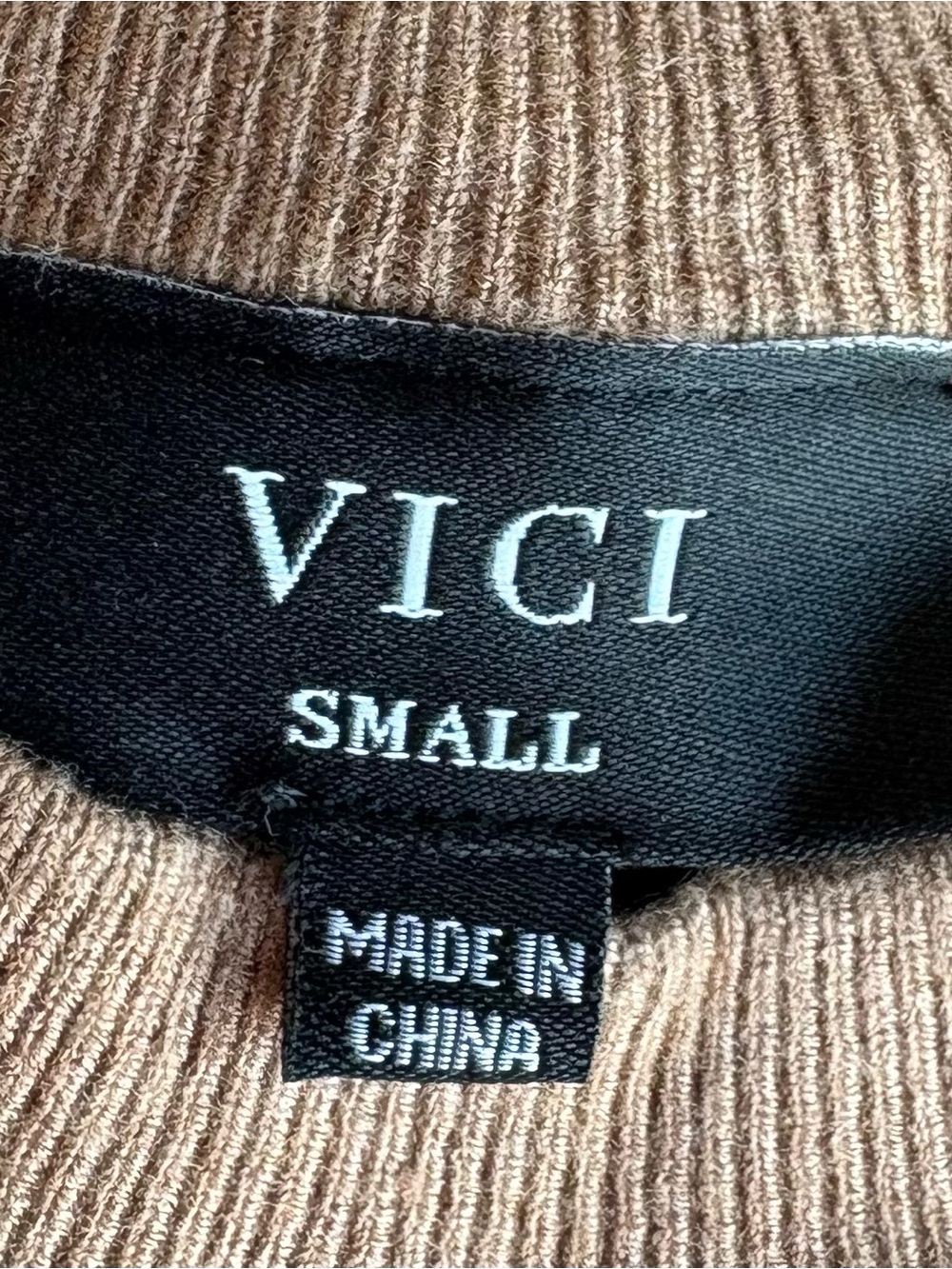 Vici Brown Crewneck Sweater with Black Polka Dots - Picture 3 of 4